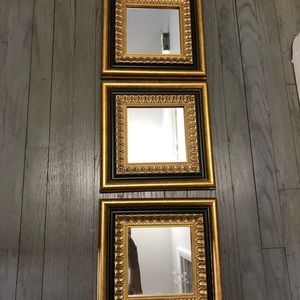 3 Black and gold mirrors